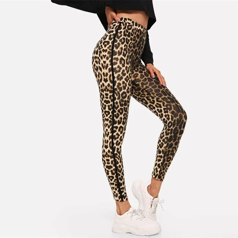 Multicolor Casual Athleisure Leopard Print Leggings Autumn Modern Lady Highstreet Women Pants Trousers Vimost Shop