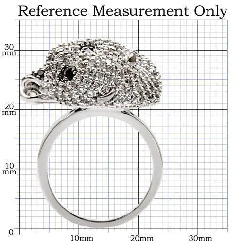 1W083 - Rhodium + Ruthenium Brass Ring with AAA Grade CZ  in Black Diamond Alamode