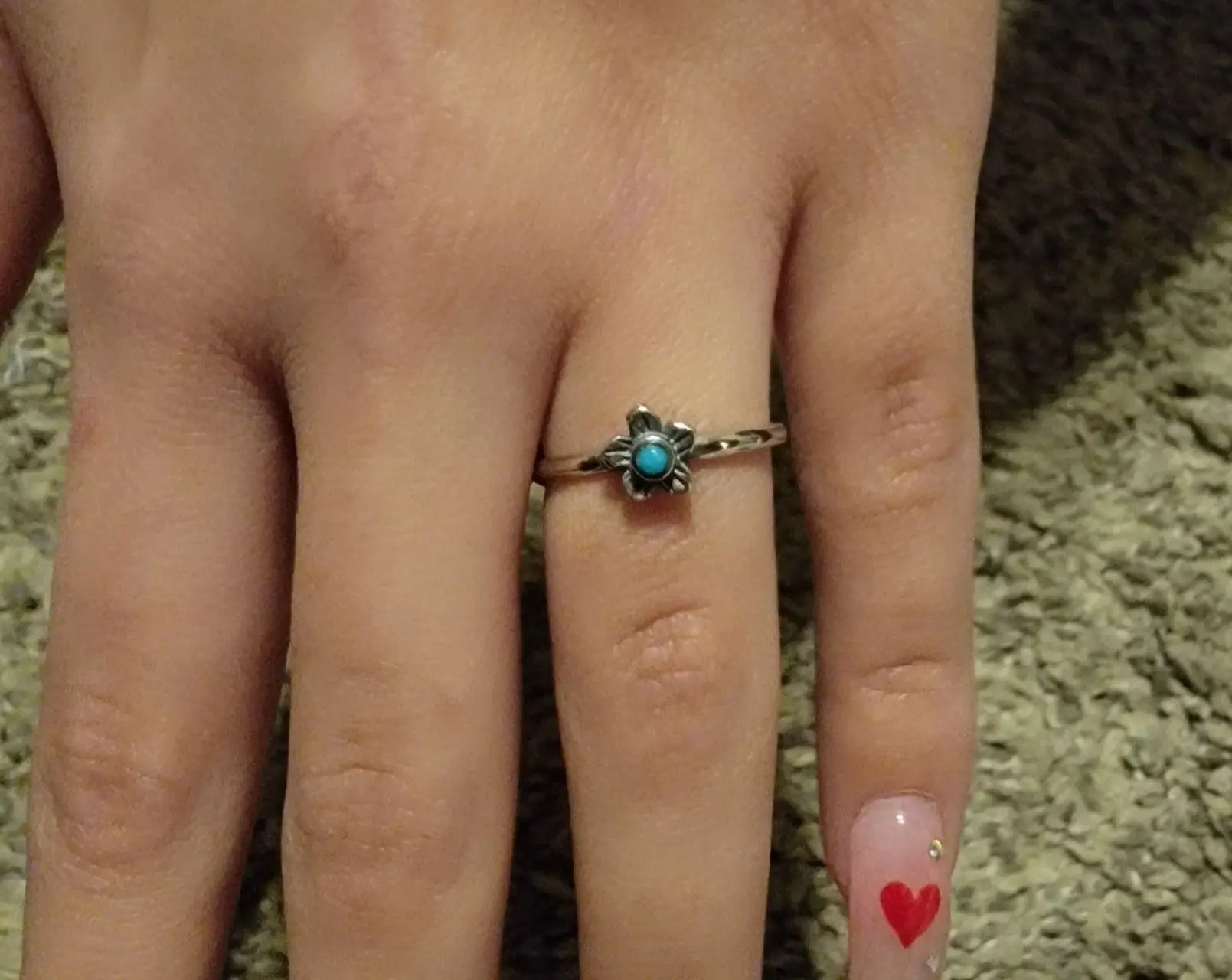 Plumeria Flower Turquoise Ring Peridot