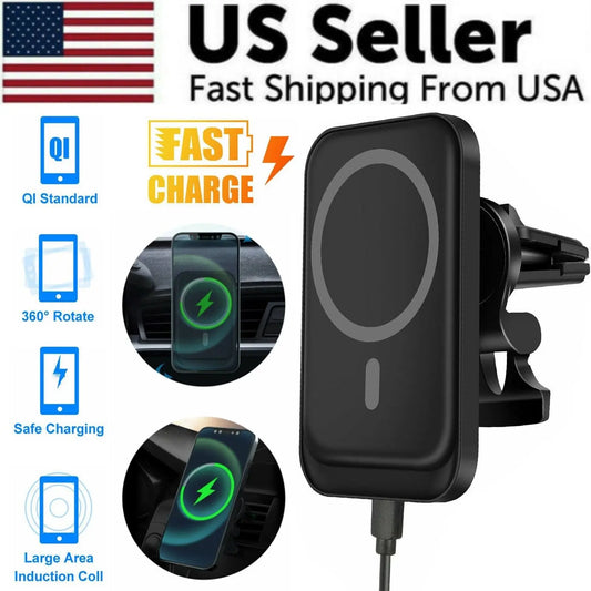 Magnetic Wireless Charger Car Mount Holder For iPhone 12 13 14 Pro Max Puce Gaia