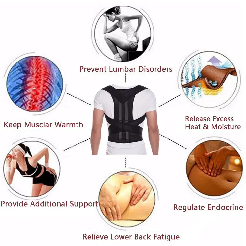 Adjustable Posture Corrector Low Back Support Shoulder Brace Belt For Puce Gaia