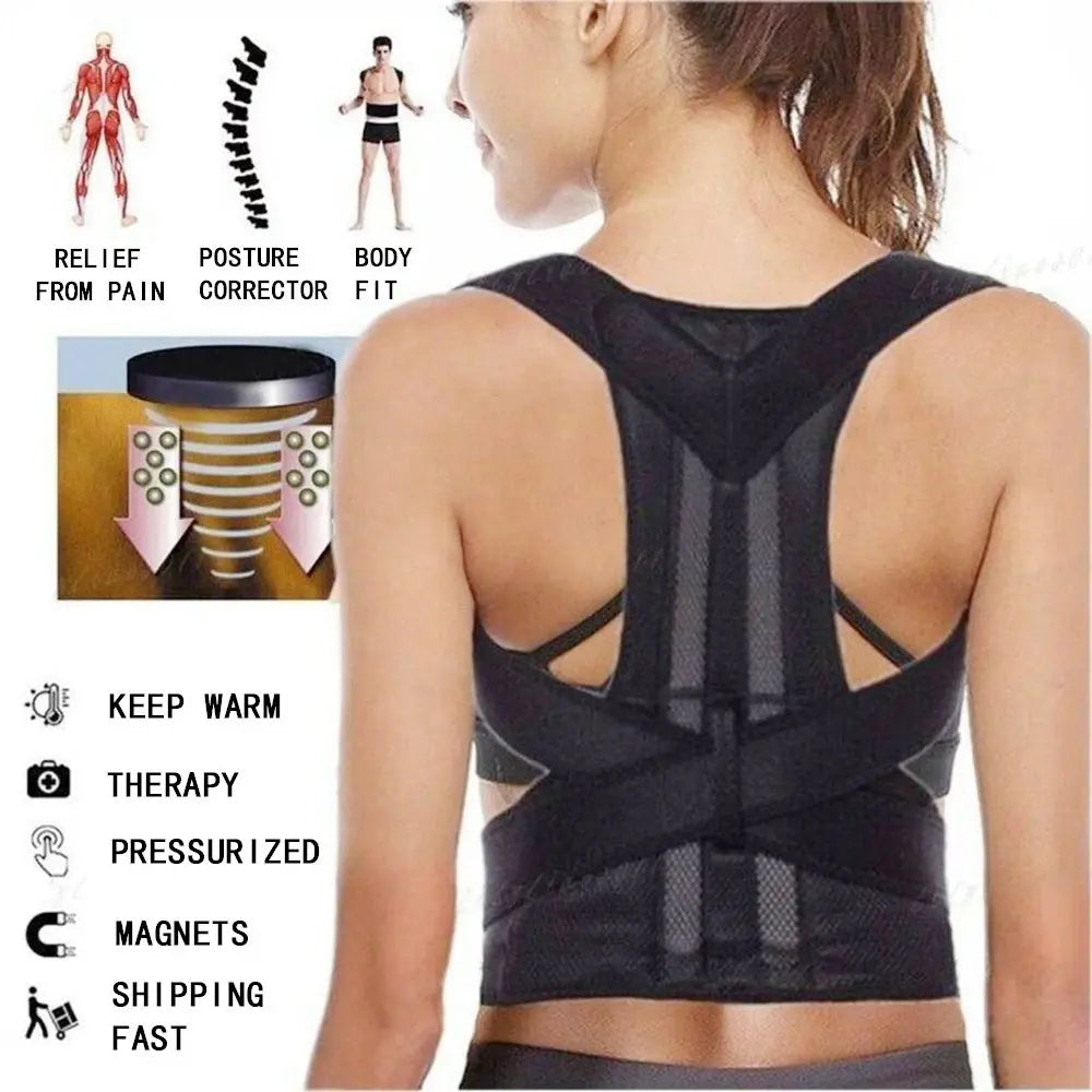 Adjustable Posture Corrector Low Back Support Shoulder Brace Belt For Puce Gaia