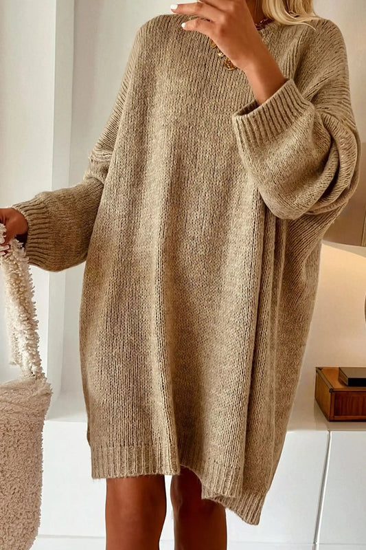 Solid Drop Shoulder Oversize Mini Sweater Dress Byzantium Bay