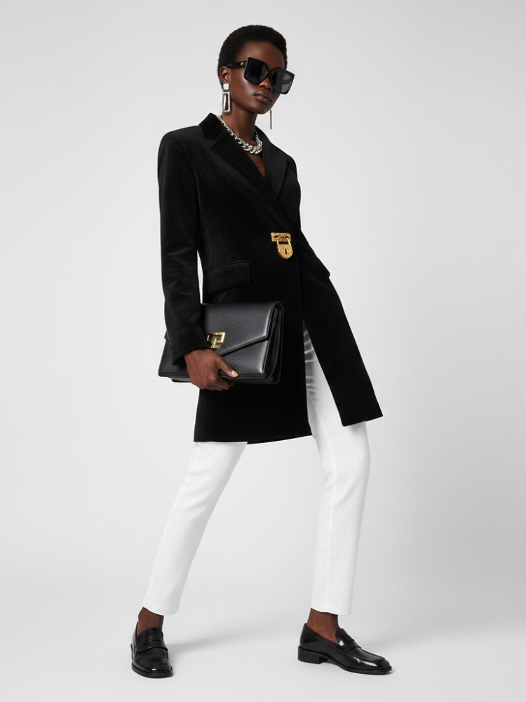 Black Tailored Coat with Clasp - DOWNTOWN BROOKLYN: New Collection COUTURE in BROOKLYN - BYMANYC ® New York - Elysium Limited