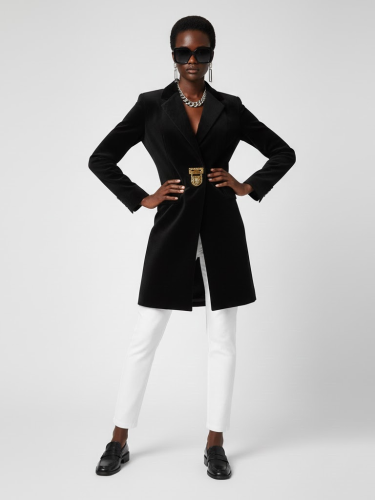 Black Tailored Coat with Clasp - DOWNTOWN BROOKLYN: New Collection COUTURE in BROOKLYN - BYMANYC ® New York - Elysium Limited