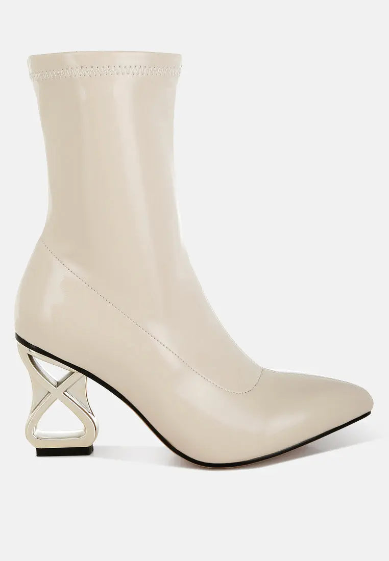 Gaias Fantasy Heel Patent Faux Leather Boots London Rag