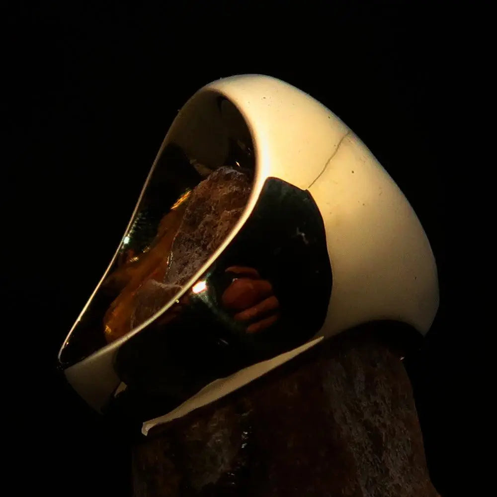 Excellent crafted oval domed Men's blue Cross Lorraine Ring - solid Coffee Menoetius