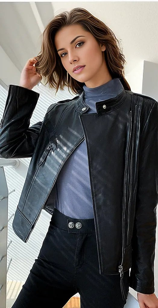 Quaz Womens Streetwear Women's Vintage Sheepskin Leather Coat - Elysium Limited