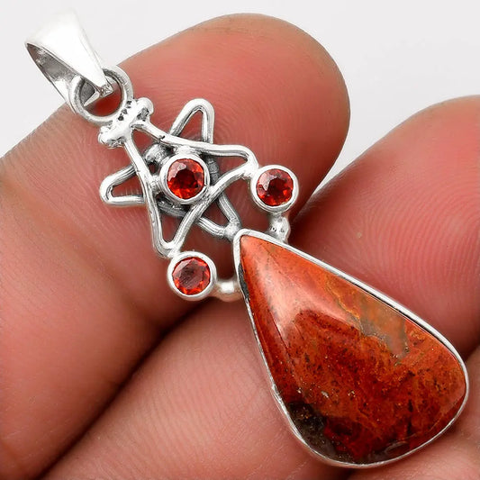 Star Natural Red Moss Agate & Garnet Pendant P-1095 SDP107501 DESIRE GEM