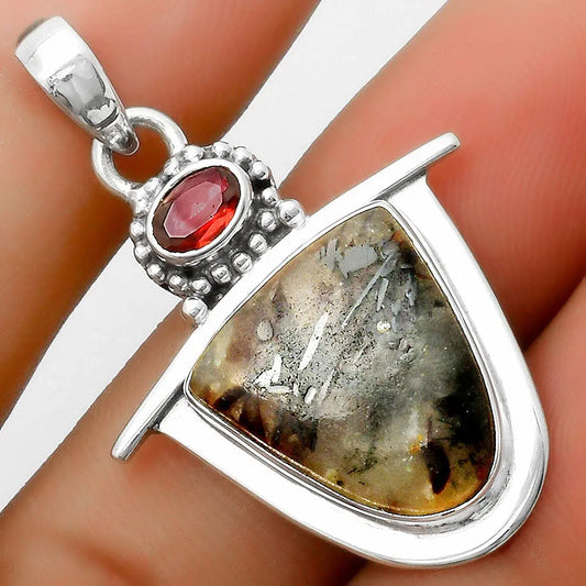 Natural Astrophyllite Russia & Garnet Pendant P-1289 SDP114505 DESIRE GEM