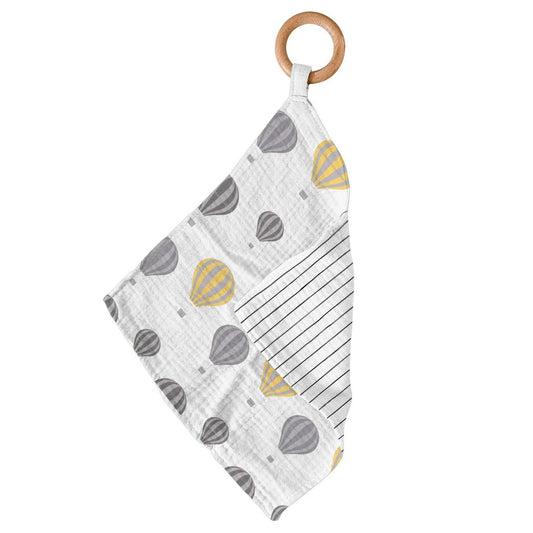 Hot Air Balloon & Pencil Stripe Bamboo Blankie Teether Lavender Charlie