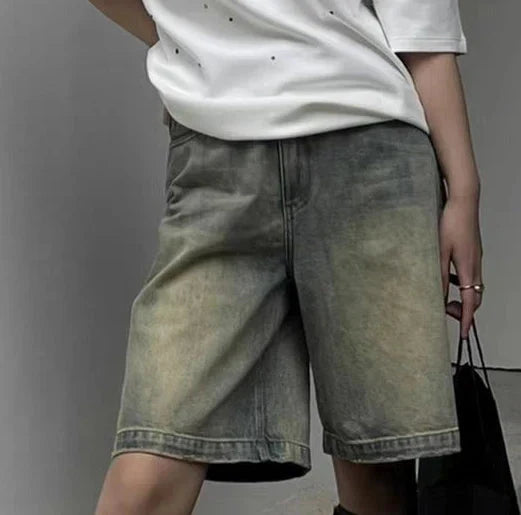 S-4XL Denim Shorts Women Chic Leisure Streetwear High Waist Korean Style Summer Knee Simple Comfortable Students Clothing New - Elysium Limited