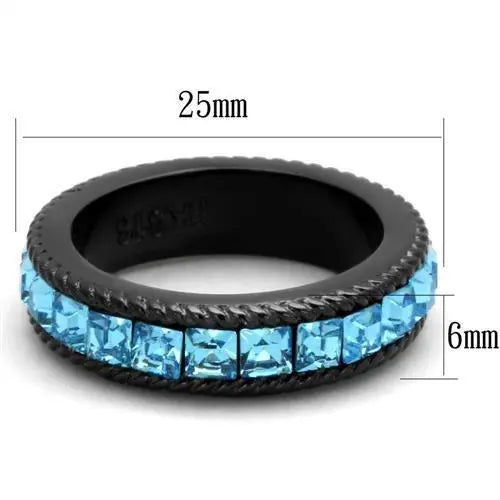 TK1867 - IP Black(Ion Plating) Stainless Steel Ring with Top Grade Turquoise Tiger