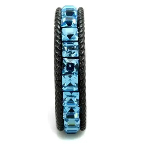 TK1867 - IP Black(Ion Plating) Stainless Steel Ring with Top Grade Turquoise Tiger