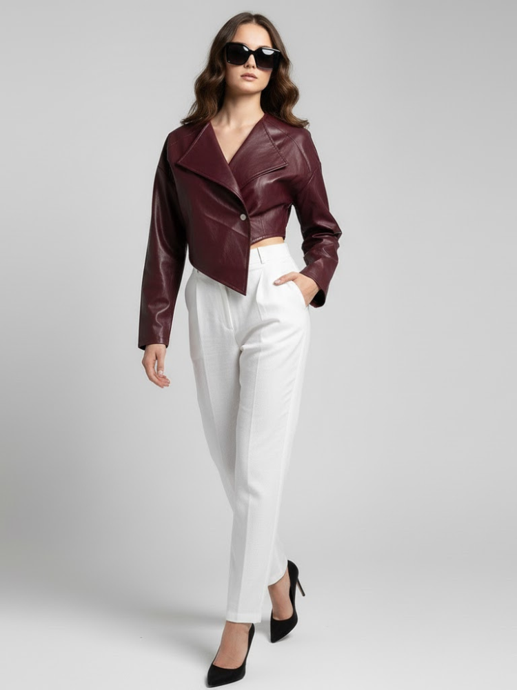 Women's Cropped Vegan Leather Jacket HARLEM COUTURE BYMANYC ® New York - Elysium Limited