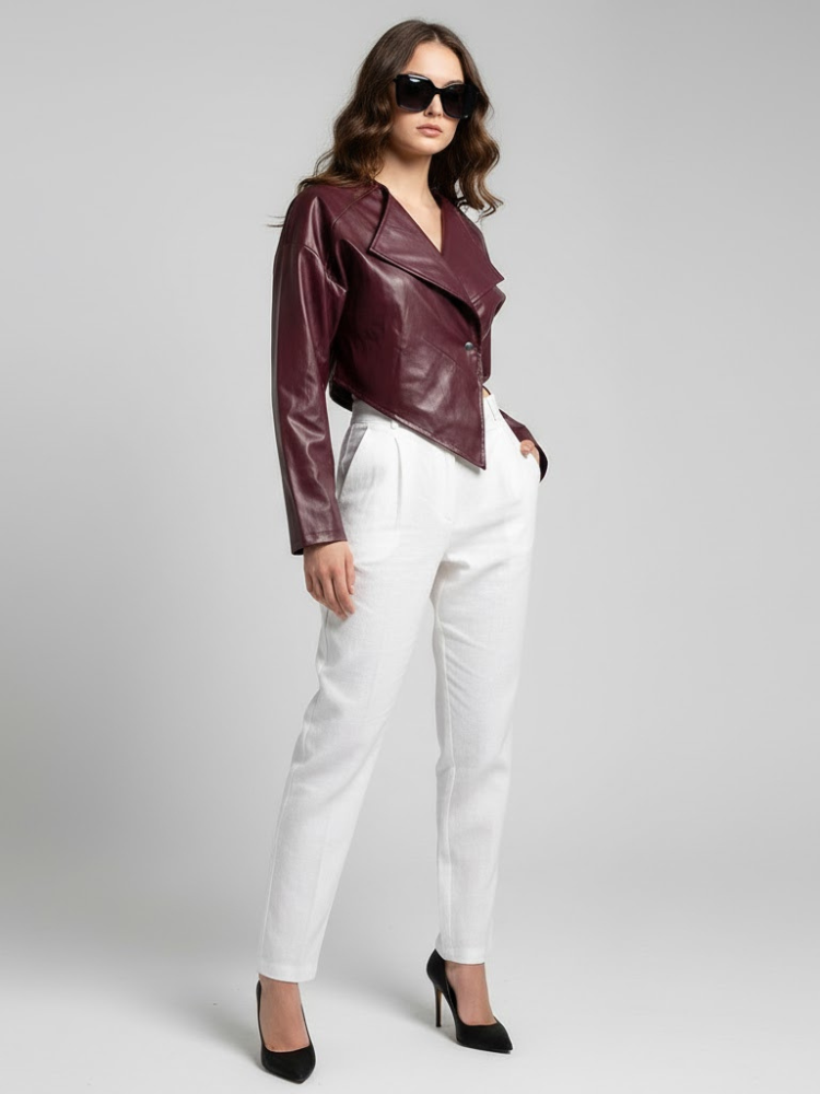 Women's Cropped Vegan Leather Jacket HARLEM COUTURE BYMANYC ® New York - Elysium Limited