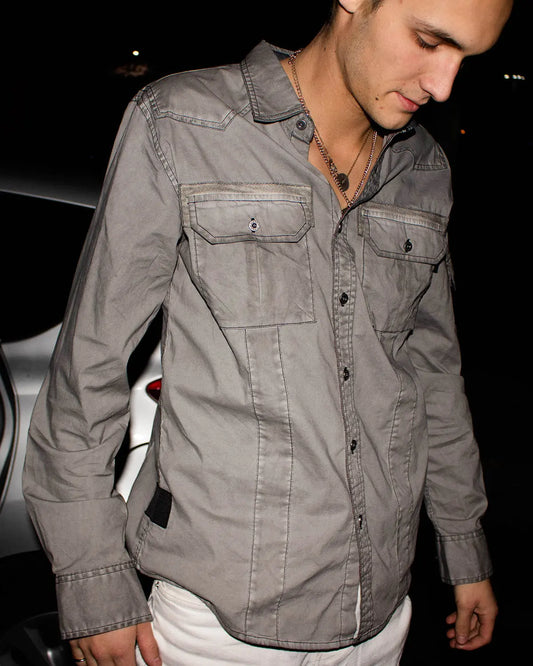 ZIMEGO Men's Stretch Flex Slim Color Washed Vintage Rugged Fashion Button Shirts ZIMEGO MEN