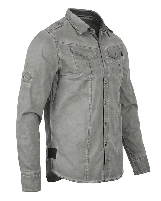 Vintage Wash Rugged Fashion Button Shirts ZIMEGO MEN