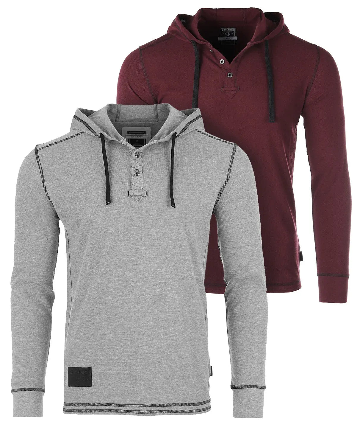 Vintage Thermal Long Sleeve Lightweight Fashion Hooded Henley ZIMEGO MEN