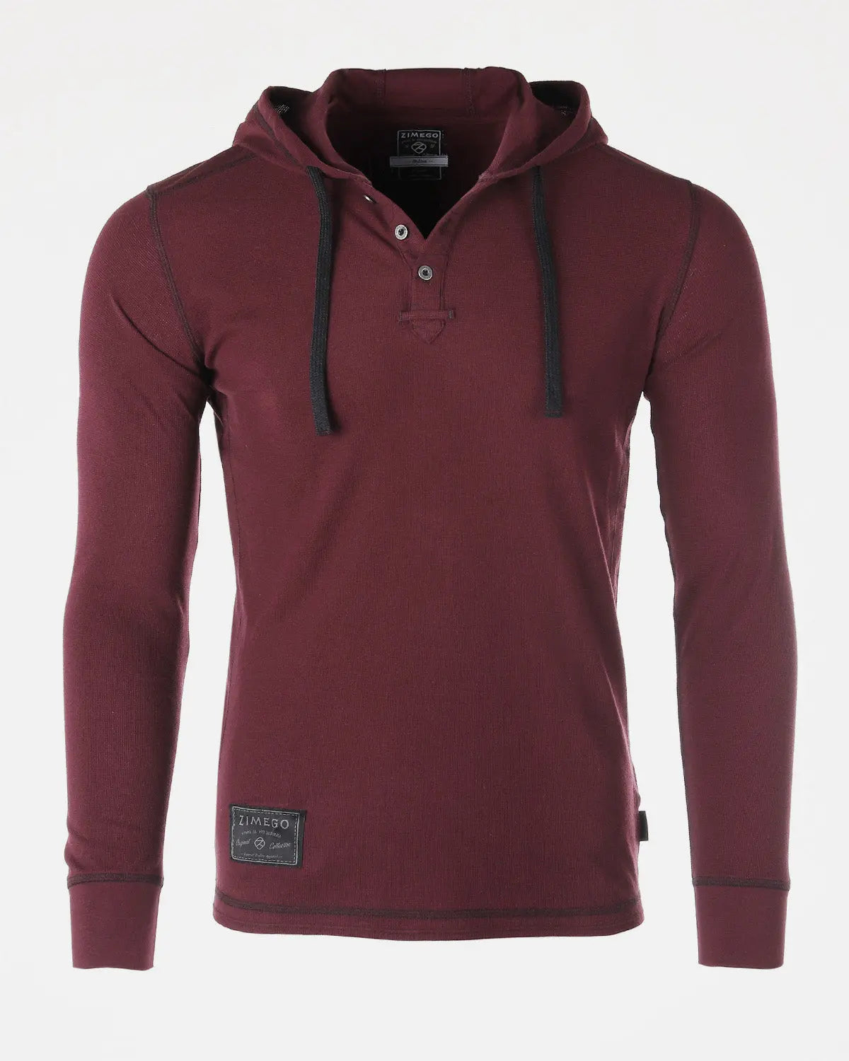 Vintage Thermal Long Sleeve Lightweight Fashion Hooded Henley ZIMEGO MEN