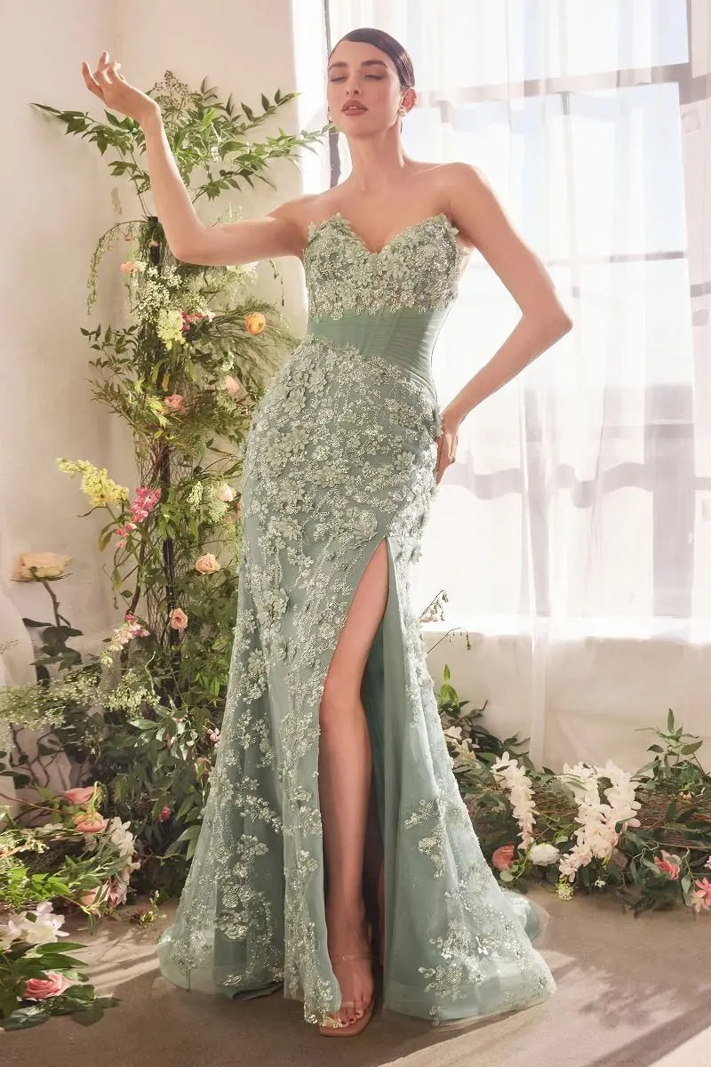 Sheer Plated Corset Gown Tux-USA