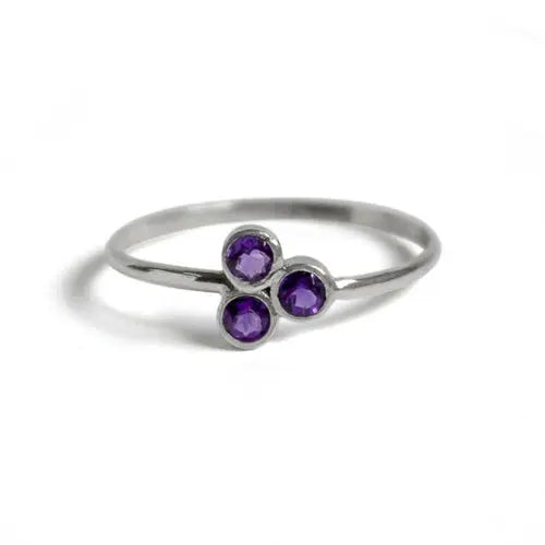 Amethyst Cluster Sterling Silver Ring Grey Clymene