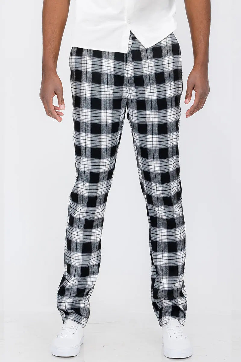 Plaid Slim Fit Trouser Pants SR011 Lime Milo