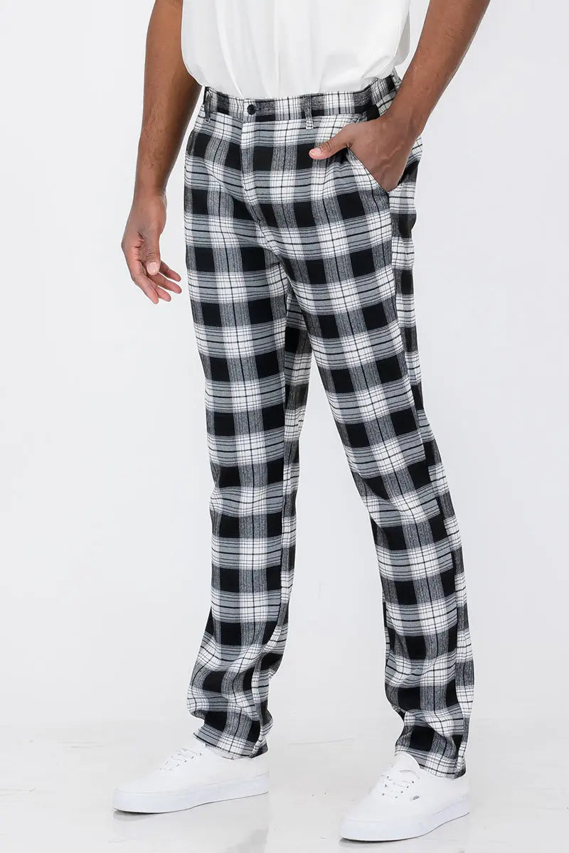 Plaid Slim Fit Trouser Pants SR011 Lime Milo