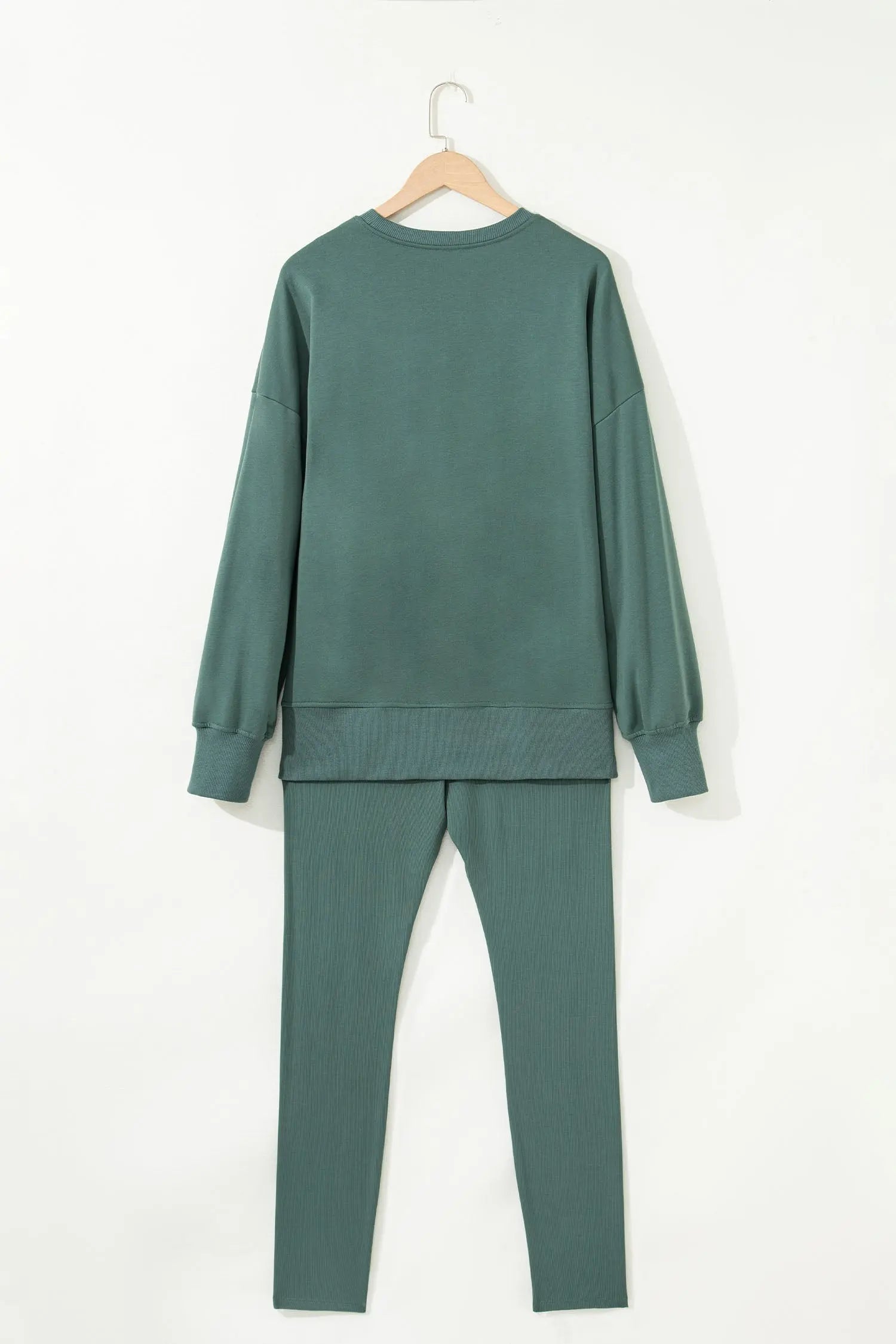 Solid Oversize Sweatshirt and Ribbed Leggings Set Byzantium Bay