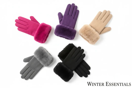 Women's Plush Winter Gloves - Assorted 2-Pack Warm Fur-Lined Gloves Fuchsia Electra