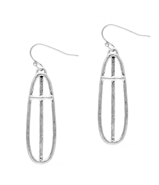 METAL CROSS AND OVAL EARRING - Elysium Limited