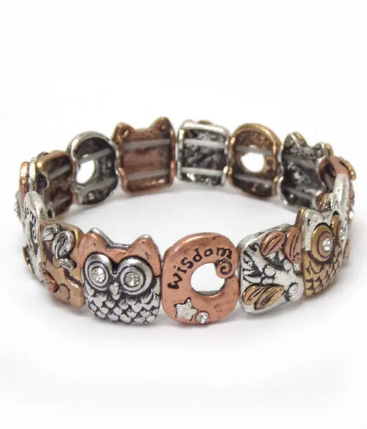 OWL MULTI METALS LINKED BRACELET UNI