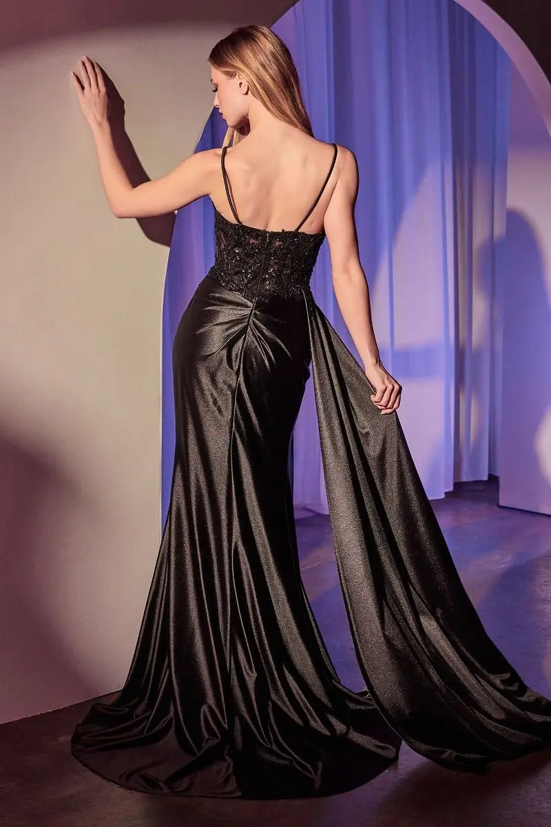 Satin Pleated Fitted Gown Tux-USA