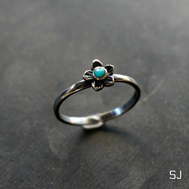 Plumeria Flower Turquoise Ring Peridot