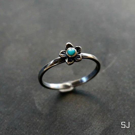 Plumeria Flower Turquoise Ring Peridot