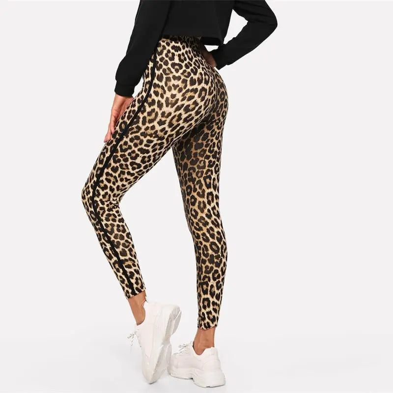Multicolor Casual Athleisure Leopard Print Leggings Autumn Modern Lady Highstreet Women Pants Trousers Vimost Shop