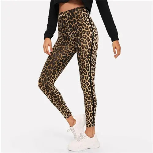 Multicolor Casual Athleisure Leopard Print Leggings Autumn Modern Lady Highstreet Women Pants Trousers Vimost Shop