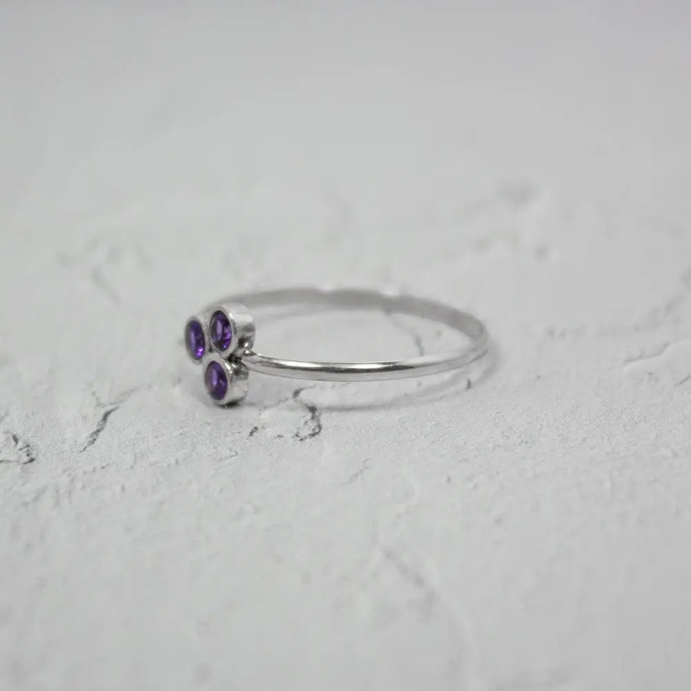 Amethyst Cluster Sterling Silver Ring Grey Clymene
