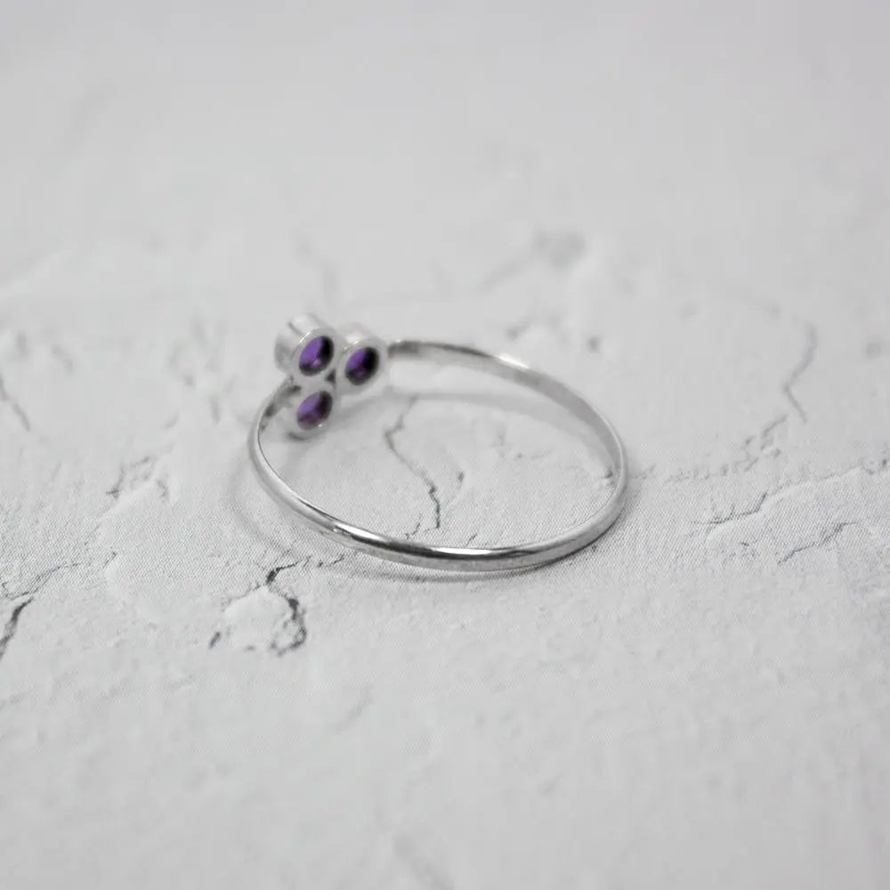 Amethyst Cluster Sterling Silver Ring Grey Clymene